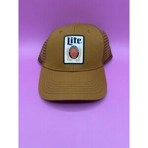 MILLER LITE Beer Snapback Mesh Trucker Hat Brown NEW WITH TAGS!